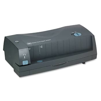 Gbc 24-Sheet 3230st Electric 2-3-Hole Adjustable Punch/Stapler 9/32" Holes Gray