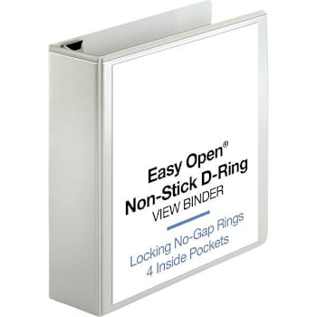 Image for Business Source Easy Open 3" View Binder 650 Sheet Capacity D Ring White from HD Supply