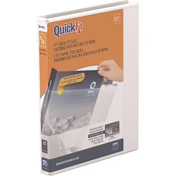 Stride Quickfit 0.63" View Binder 100 Sheet Capacity Round Ring White