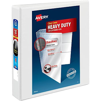 Avery Durahinge 1.5" View Binder 375 Sheet Capacity D Ring White