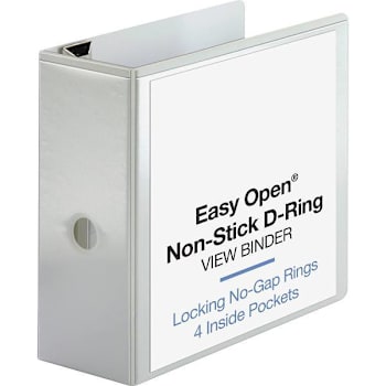 Business Source Easy Open 5" View Binder 925 Sheet Capacity D Ring White
