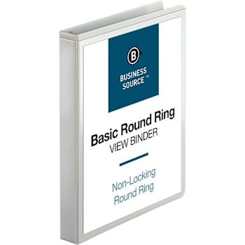 Image for Business Source Basic 1" View Binder 225 Sheet Capacity Round Ring White from HD Supply