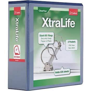 Cardinal Xtralife 4" View Binder 890 Sheet Capacity D Ring Blue
