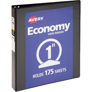 Image for Avery Economy 1" View Binder 175 Sheet Capacity Round Ring Black from HD Supply