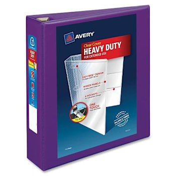 Avery Durahinge 2" View Binder 540 Sheet Capacity D Ring Purple