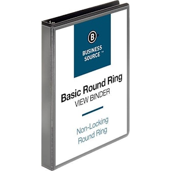 Image for Business Source Basic 0.5" View Binder 225 Sheet Capacity Round Ring Black from HD Supply