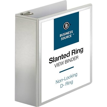 Image for Business Source Basic 4" View Binder 835 Sheet Capacity D Ring White from HD Supply