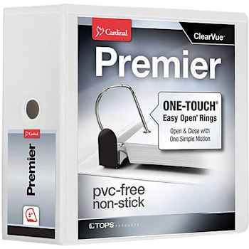 Image for Cardinal Premier 5" View Binder 1050 Sheet Capacity D Ring White from HD Supply