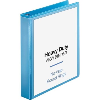 Image for Business Source Heavy Duty 1.5" View Binder 350 Sheet Cap Round Ring Light Blue from HD Supply