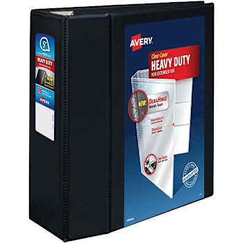 Avery Durahinge 5" View Binder 1050 Sheet Capacity D Ring Black