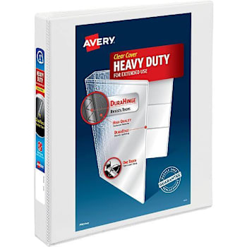 Avery Durahinge 1" View Binder 220 Sheet Capacity D Ring White
