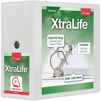 Cardinal Xtralife 6" View Binder 1100 Sheet Capacity D Ring White