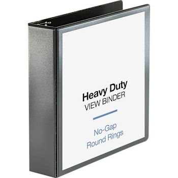 Business Source Heavy Duty 2" View Binder 500 Sheet Capacity Round Ring Black