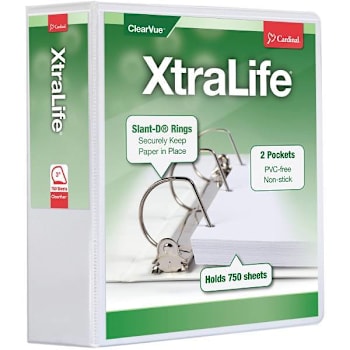 Cardinal Xtralife 3" View Binder 725 Sheet Capacity D Ring White
