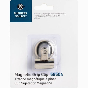 Business Source Magnetic Grip Clip Size 1 Silver