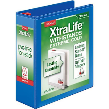 Cardinal Xtralife 3" View Binder 725 Sheet Capacity D Ring Blue
