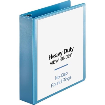 Business Source Heavy Duty 2" View Binder 475 Sheet Cap Round Ring Light Blue