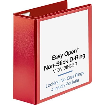 Image for Business Source Easy Open 4" View Binder D Ring Red from HD Supply