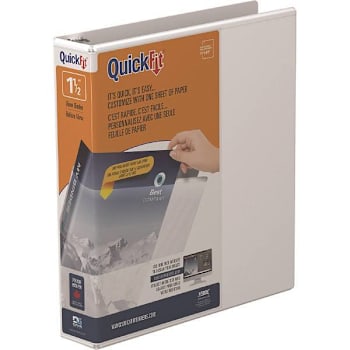 Stride Quickfit 1.5" View Binder 350 Sheet Capacity D Ring White