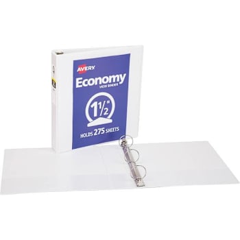 Image for Avery Economy 1.5" View Binder 275 Sheet Capacity Round Ring White from HD Supply