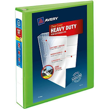 Avery Durahinge 1.5" View Binder 400 Sheet Capacity D Ring Chartreuse