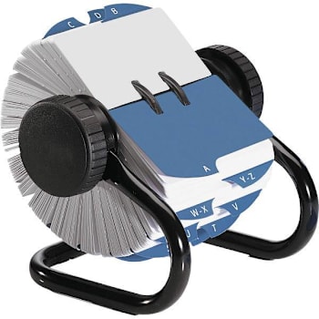 Rolodex Open Classic Rotary Files 500 Card Cap A To Z Index Guide Black