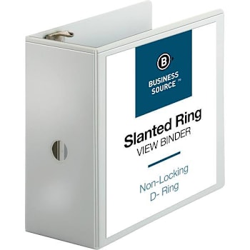 Image for Business Source Basic 5" View Binder 1100 Sheet Capacity D Ring White from HD Supply