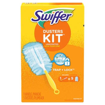 Image for Swiffer Dusters Starter Kit w/ Dust Lock Fiber Head and 6 in Handle (6-Carton) (Blue/Yellow) from HD Supply