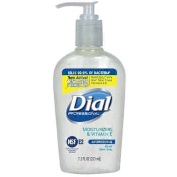 Dial 7.5 Oz Antimicrobial Liquid Soap W/ Moisturizers And Vitamin E (Pleasant Scent) (12-Carton)