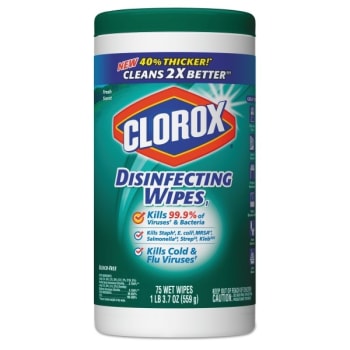 Image for Clorox Disinfecting Wipes, Fresh Scent, 7 x 8, White, 75/Canister, Carton Of 6 from HD Supply
