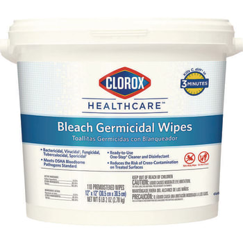 Image for Bleach Germicidal Wipes, 1-Ply, 12 X 12, Unscented, White, 110/Bucket from HD Supply