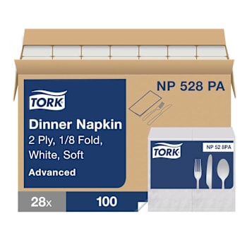 Tork 1/8 Fold 2-Ply Advanced Soft Dinner Napkins (Carton Of 2800) (White)