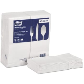 Tork 1/8 Fold 2-Ply Advanced Soft Dinner Napkins (100-Pack) (White)