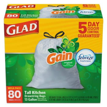 Glad 13 Gal 0.95 Mil Low-Density Trash Bag (Gain Original) (White) (80-Box)