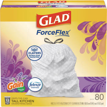 Glad 13 Gal 0.95 Mil Extra Heavy-Duty Trash Bag (80-Box) (White)