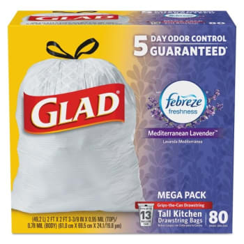 Glad 13 Gal 20 Mic Drawstring Bag Trash Bag (80-Box) (White)