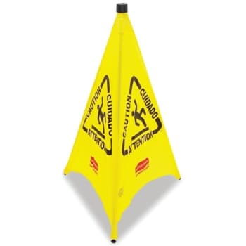 Rubbermaid Three-Sided Caution, Wet Floor Safety Cone, 21w x 21d x 30h, Yellow