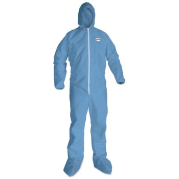 KleenGuard A65 Hood & Boot Flame-Resistant Coveralls,Blue,2X-Large, Carton Of 5
