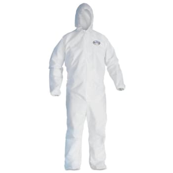 KleenGuard A40 Elastic-Cuff & Ankle Hooded Coveralls, White, Large, Carton Of 25