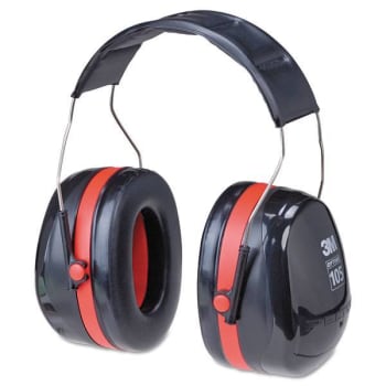 Peltor Optime 105 High Performance Ear Muffs H10a, 30 Db Nrr, Black/Red