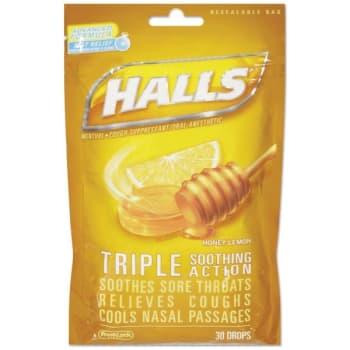 Image for HALLS Triple Action Cough Drops, Honey-Lemon, 30/Bag, 12 Bags/Box from HD Supply