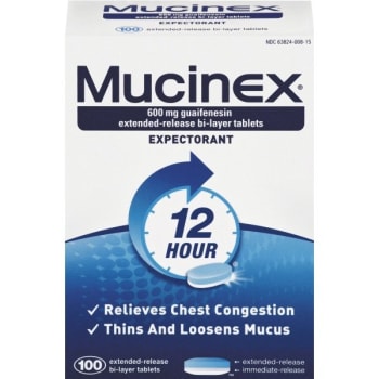 Image for Mucinex Expectorant Regular Strength, 100 Tablets/Box, 12 Box/Carton from HD Supply