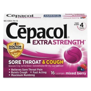 Image for Sore Throat And Cough Lozenges, Mixed Berry, 16/Pack, 24 Packs/Carton from HD Supply