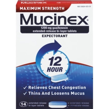 Image for Mucinex Maximum Strength Expectorant Tablets Box Of 14 from HD Supply