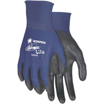 blue work gloves