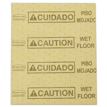 Rubbermaid Over-The-Spill Pad "caution Wet Floor" Yellow, Package Of 22
