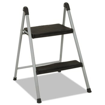 Image for Cosco Folding Step Stool, 2-Step, 200lb, 16 9/10" Working Height, Platinum/Blac from HD Supply