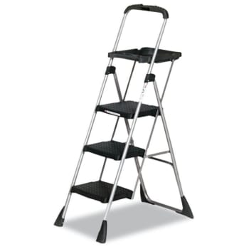 Cosco Max Work Steel Platform Ladder, 22w x 31d x 55h, 3-Step, Black
