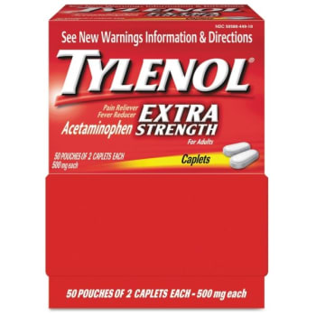 Image for Tylenol Extra Strength Caplets, Two-Pack, 50 Packs/Box from HD Supply