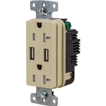 Image for Hubbell® 20 Amp 125 Volt Decorator Duplex Standard Outlet (Ivory) from HD Supply
